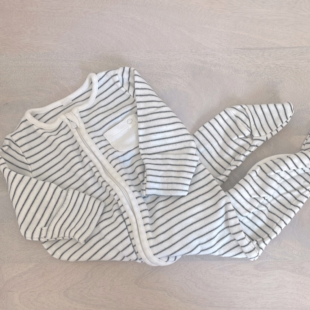 Mori Baby Zip-up Sleepsuit  footed pajamas 0-3 months